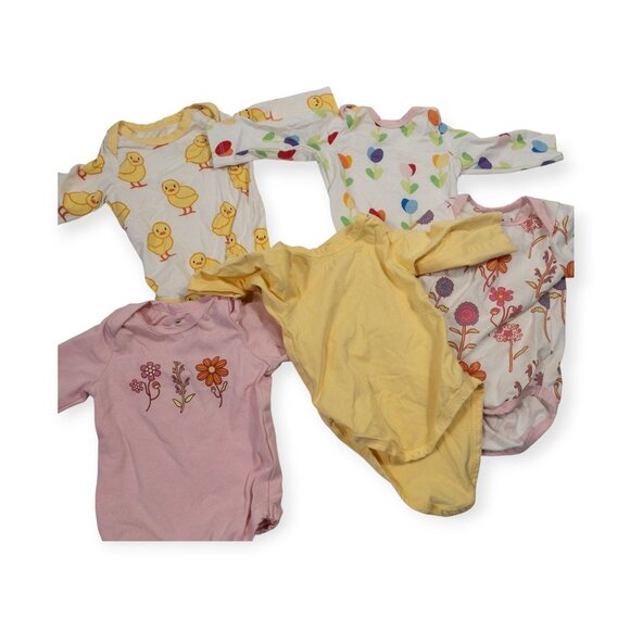 Monica & Andy Baby Bodysuit Bundle 0-3 Months With Duck & Floral Prints - Picture 9 of 12